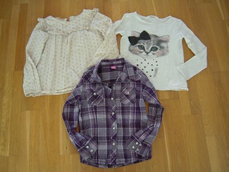 Langarmshirt + 2 Blusen Gr 122 128 H&M, Dopodopo