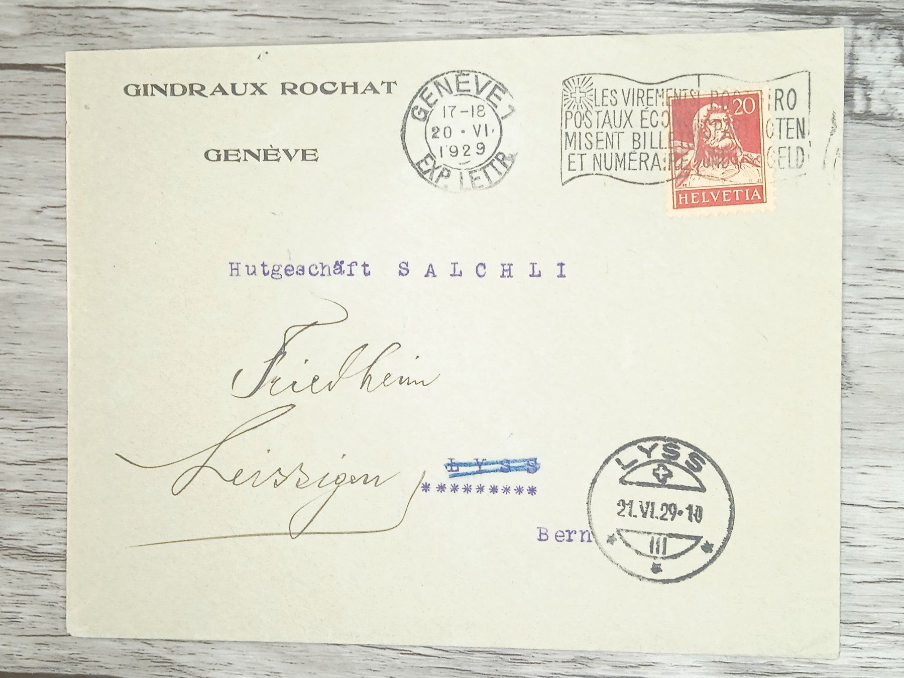 Tutti i francobolli: TR20 Enveloppe + Timbre Suisse 1929 – Usato da Cousset venduto da Patrick_Collections