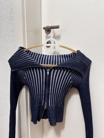  Strickjacke Streifen Blau