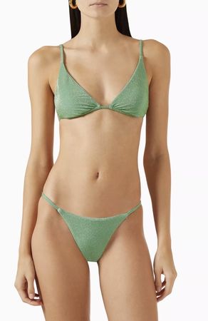 Shimmering Green Bikini Set with Triangle Top Monday Swimwea