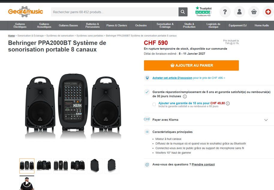 Behringer Casse acustiche: Enceintes Behringer PPA2000BT + Trépieds offerts – Nuovo (secondo la descrizione) da Reconvilier venduto da alp_2zrn 5