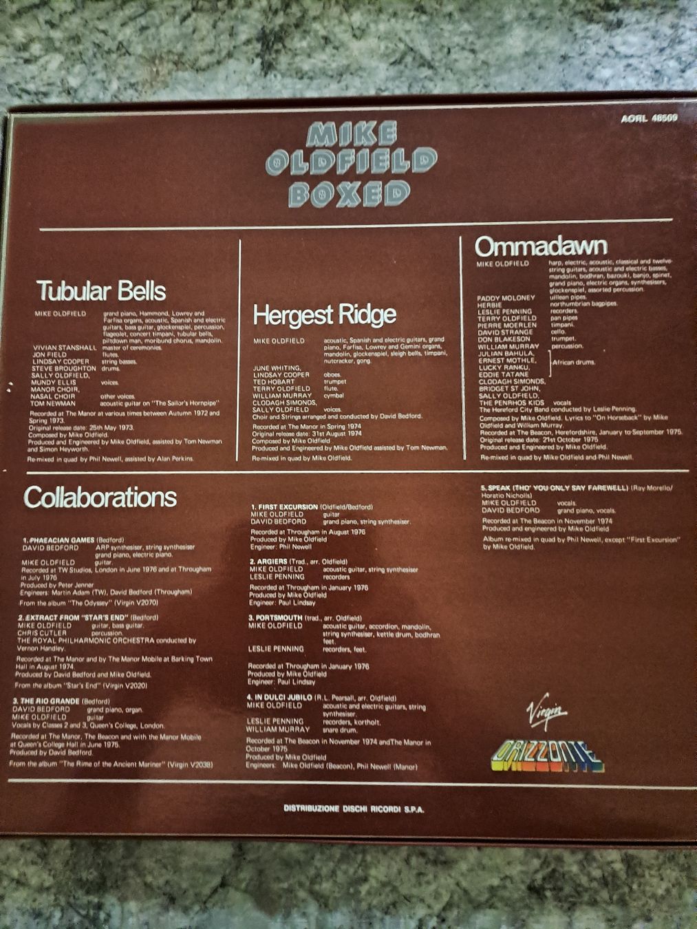 Dischi in vinile: 4 LP Box  MIKE OLDFIELD  "Boxed"  Virgin – Usato da Uetendorf venduto da Essiggurken 1