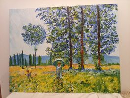 copia dipinto a olio,SOTTO I PIOPPI di CLAUD MONET