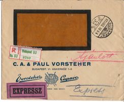 R-Brief, Express, Budapest nach Wohlen, Frankatur, 1935