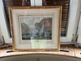 Kupferstich Staubbachfall Lauterbrunnental gerahmt 51/47 cm