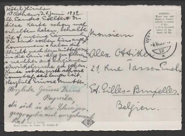 Cartoline postali: Altmann Aufstieg zum Rotsteinpass  1939  (M – Usato da Ruggell venduto da Masescha 1