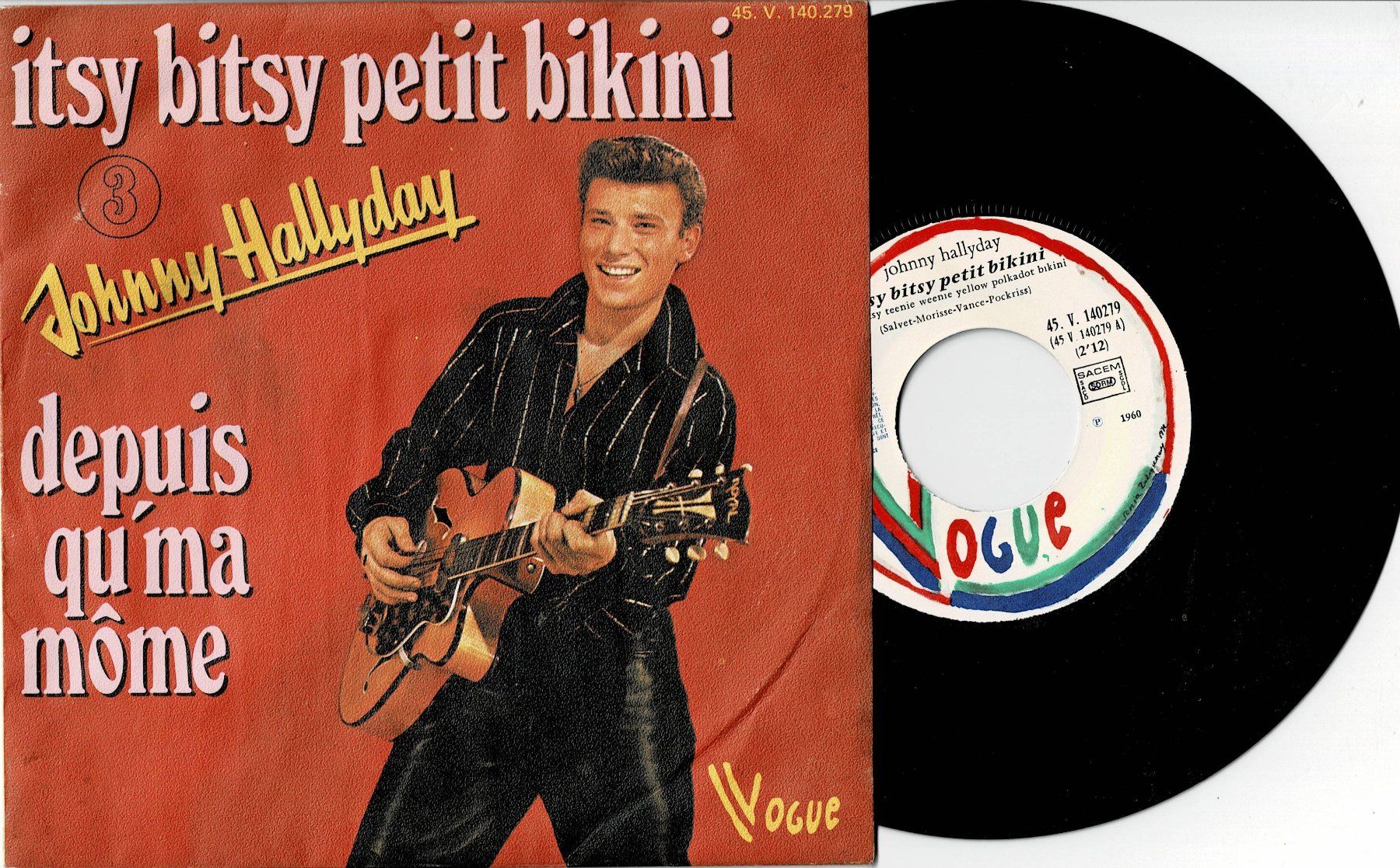 Dischi in vinile: Johnny Hallyday - 45T. Itsy Bitsy, petit bikini +1 – Usato da Noréaz venduto da Hallyday