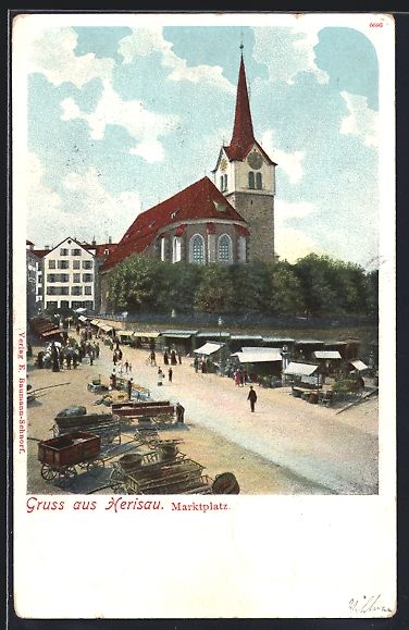 Cartes postales: AK Herisau, Marktplatz, Markttag, 1901 – D'occasion à Berlin par bartko-reher