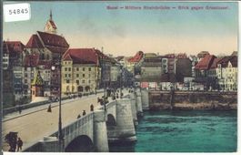 Basel - Mittlere Rheinbrücke - Blick gegen Grossbasel