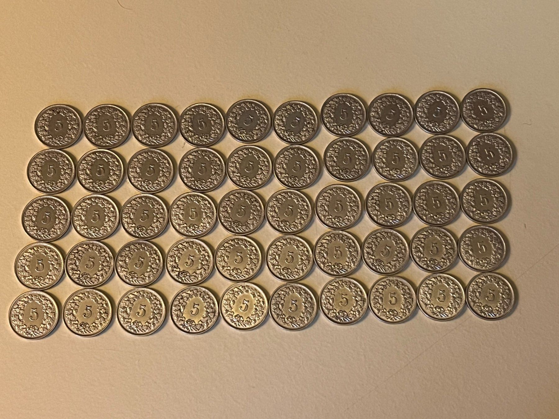 Tutti le monete: 50x 5 Rappen 1932 (voz+) – Usato da Wettingen venduto da pozza01 1