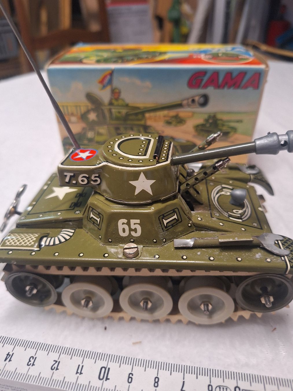 Gama Modellautos: Gama Panzer T.65, Blechspielzeug, mit OVP – Gebraucht aus oberaach von