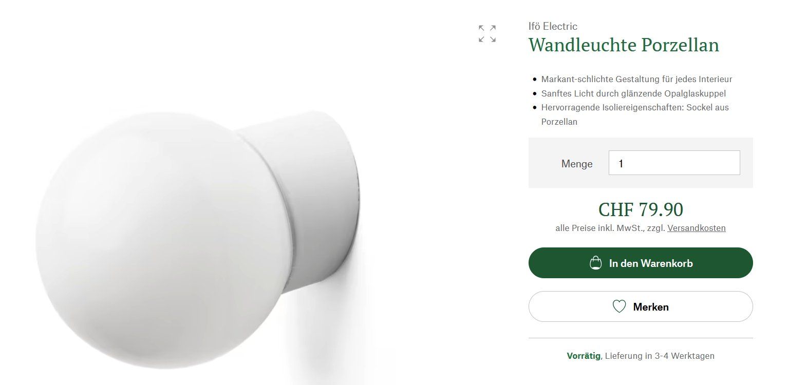 Lampade: Wandleuchte Classic Glob mit E27 Fassung – Nuovo e nell'imballaggio originale da Schmitten FR venduto da SirLanzelot 6