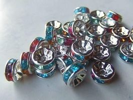 Strass Rondelle  mehrfarbig türkis 8mm