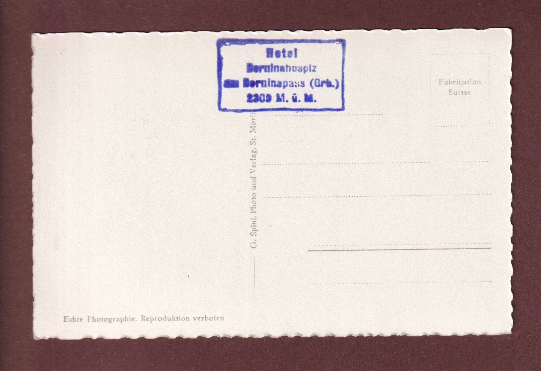 Ansichtskarten: Hotel BERNINA-HOSPIZ – Gebraucht aus Pully von nicecards-shop 1