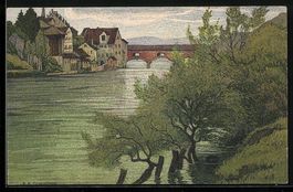 Künstler-AK Diessenhofen, Ortspartie