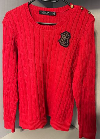 Ralph Lauren Lauren Pullover Cardigan Damen Gr.XL Rot