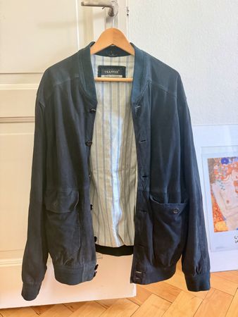 Veste Trapper, L,  daim bleu marine, idéale pour l'automne
