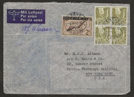 Flugpost Schweiz 1940 Rom Barcelona Lissabon NY  Luftpost