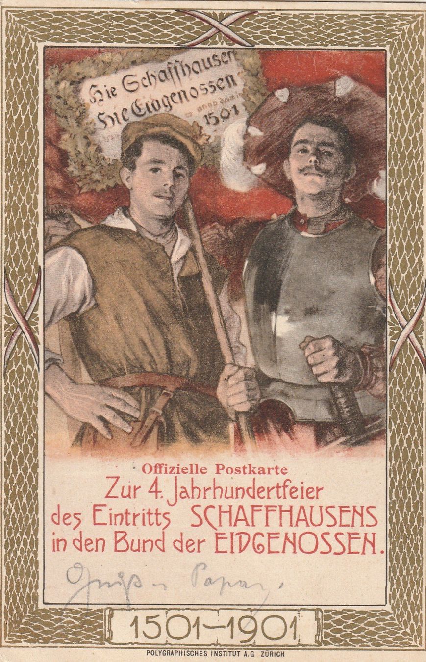 Cartoline postali: Schaffhausen Jahrhundert-Feier 1901 – Usato da Rorschacherberg venduto da fratovi2