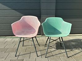Gartenstühle 2er Set pink und mint Vintage