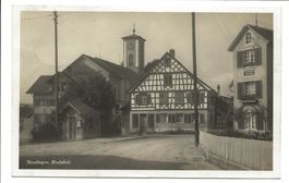 Uesslingen (TG) Dorfplatz - Kirche - Telefon - Post  um 1930