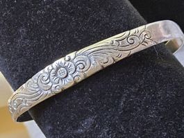 Antiker Sterling Silber Armreif mit floralem Design