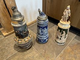 Antike Bierhumpen Bierkrug Bier Steinzeug Zinn