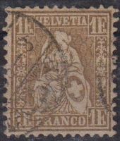 Sitzende Helvetia 1fr. gold, ZNr.36+++