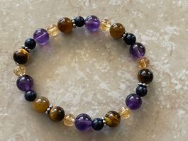 Edelstein Armband mit Amethyst und Tigerauge