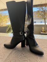 Damen Stiefel schwarz Leder mit Schnalle wie neu