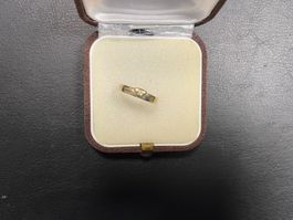 Feiner Goldring A. Kurz WG/GG 18Karat Gr. 53.5 Brill 0.5