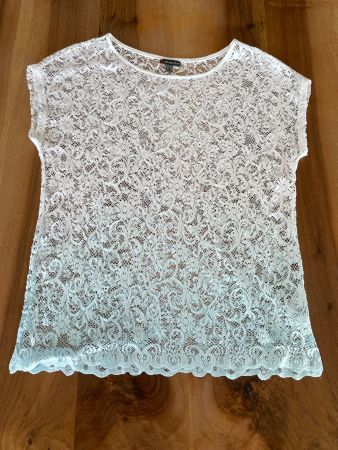 T-Shirt mit weiss-türkis Farbverlauf, Grösse 36
