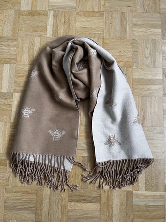 Schal Bienenmuster Beige Hellbraun 30 Prozent Kaschmir