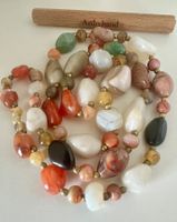 VINTAGE LONG KETTE AUS EDELSTEINEN IM VERLAUF - UNIKAT 72 cm