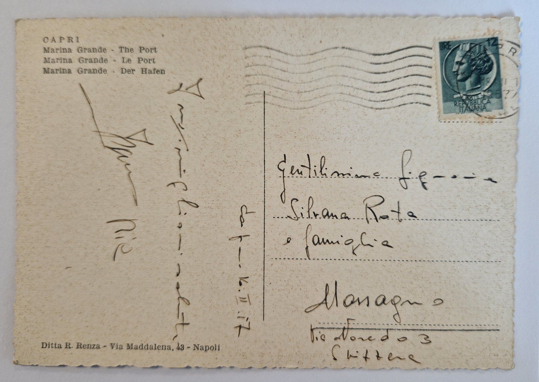 Cartoline postali: Capri, Marina Grande - Der Hafen 1957 – Usato da Melchnau venduto da Arthurius 1
