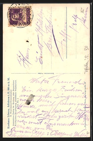 Cartoline postali: Affoltern im Emmental, Hotel Kurhaus L – Usato da Berlin venduto da bartko-reher 1