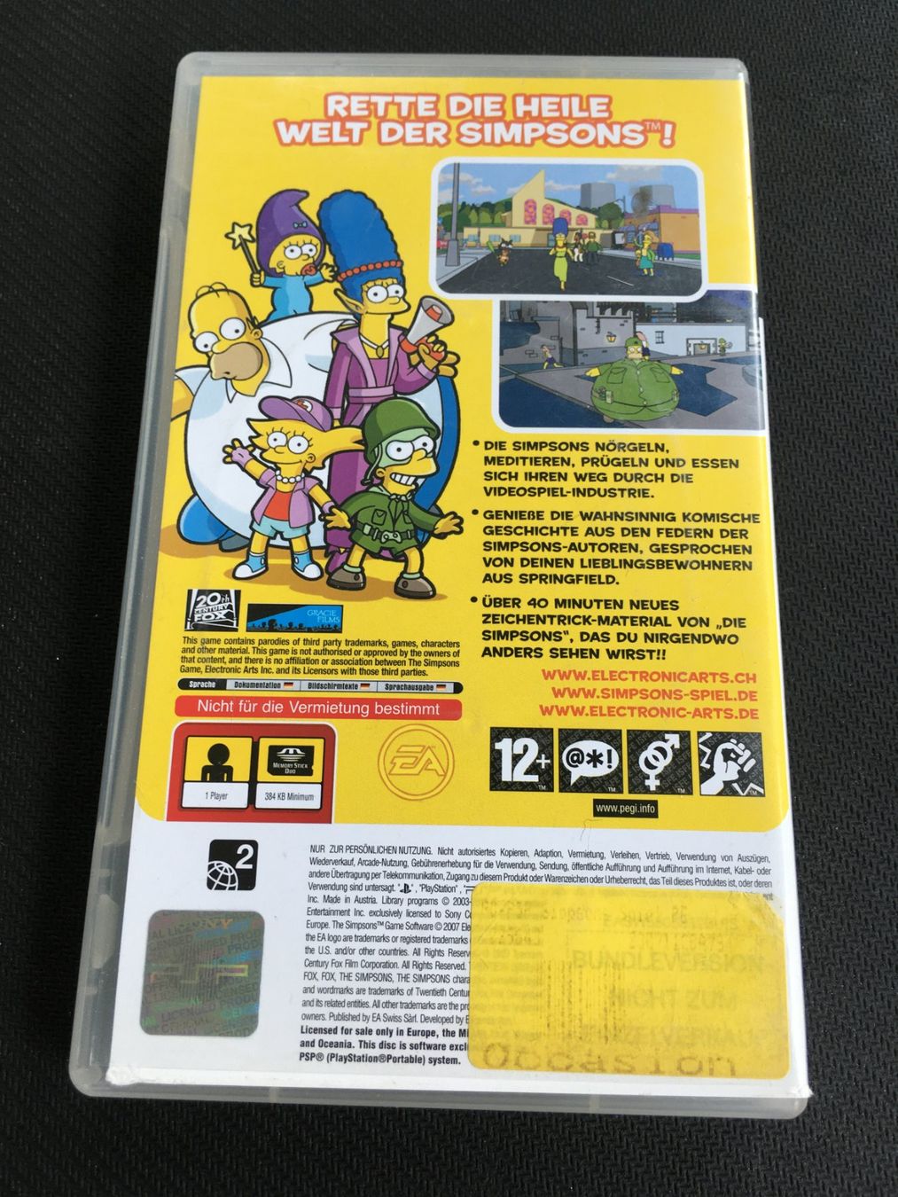 Sony Spiele: Die Simpsons das Spiel - PSP – Gebraucht aus St.Gallen von Punktchen01 1