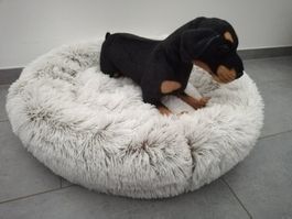 Fluffy Hundebett 70 cm rund Caffe Latte weich und flauschig