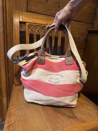 Mango Tasche Canvas gestreift