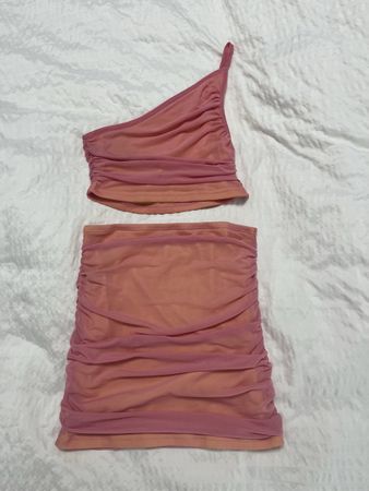 Damen Set Rock und Top gerafft rosa guter Zustand