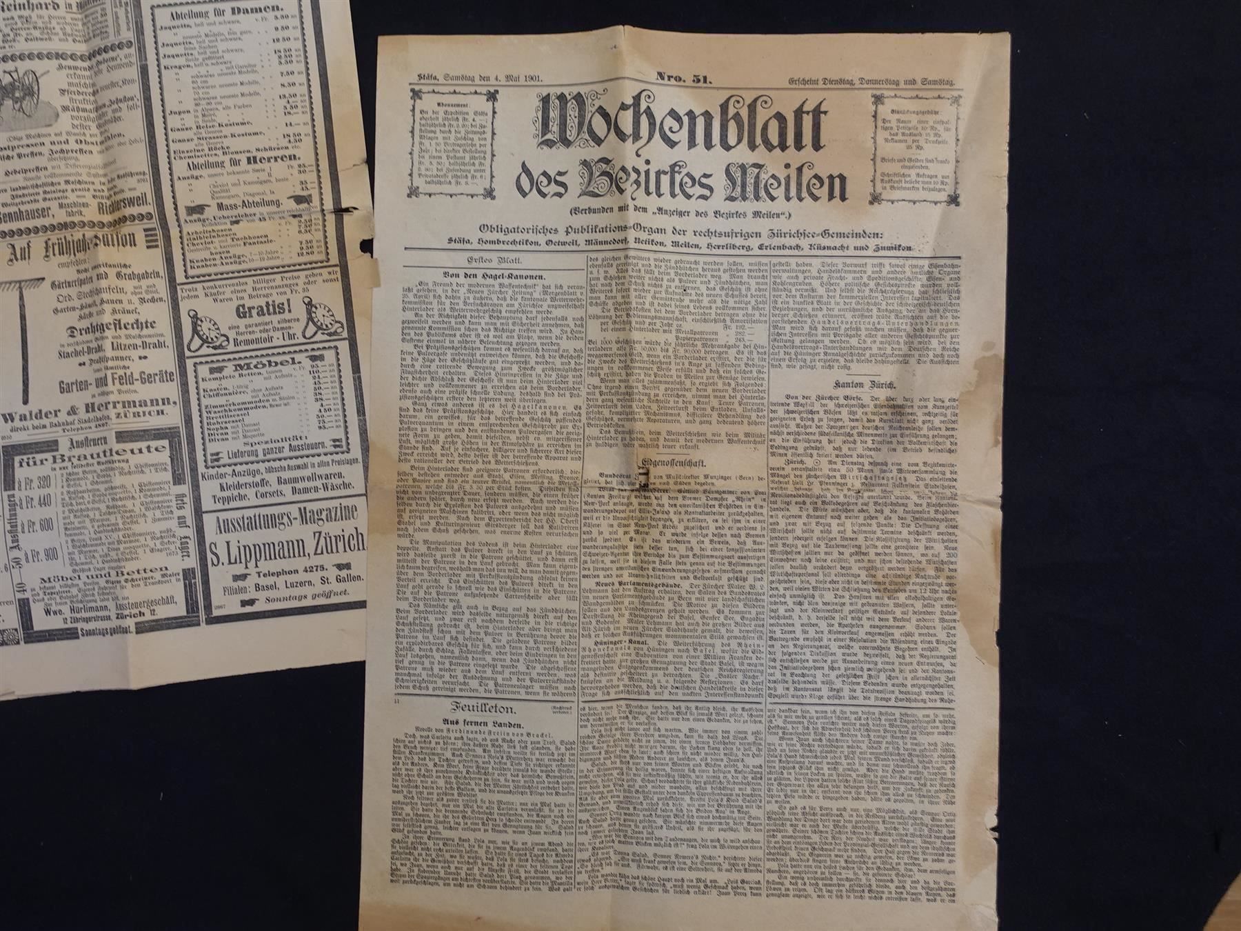 Calendari: Wochenblatt des Bezirks Meilen - 1901 – Usato da Gutenswil venduto da Optico 7