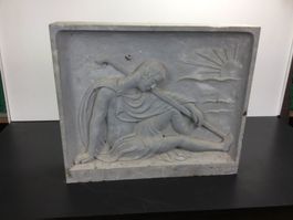 Antikes Steinrelief, Wandbild, Skulptur, Mann mit Stock