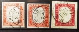 SARDEGNA 1855–1863: 40 cmi, tre tonalità