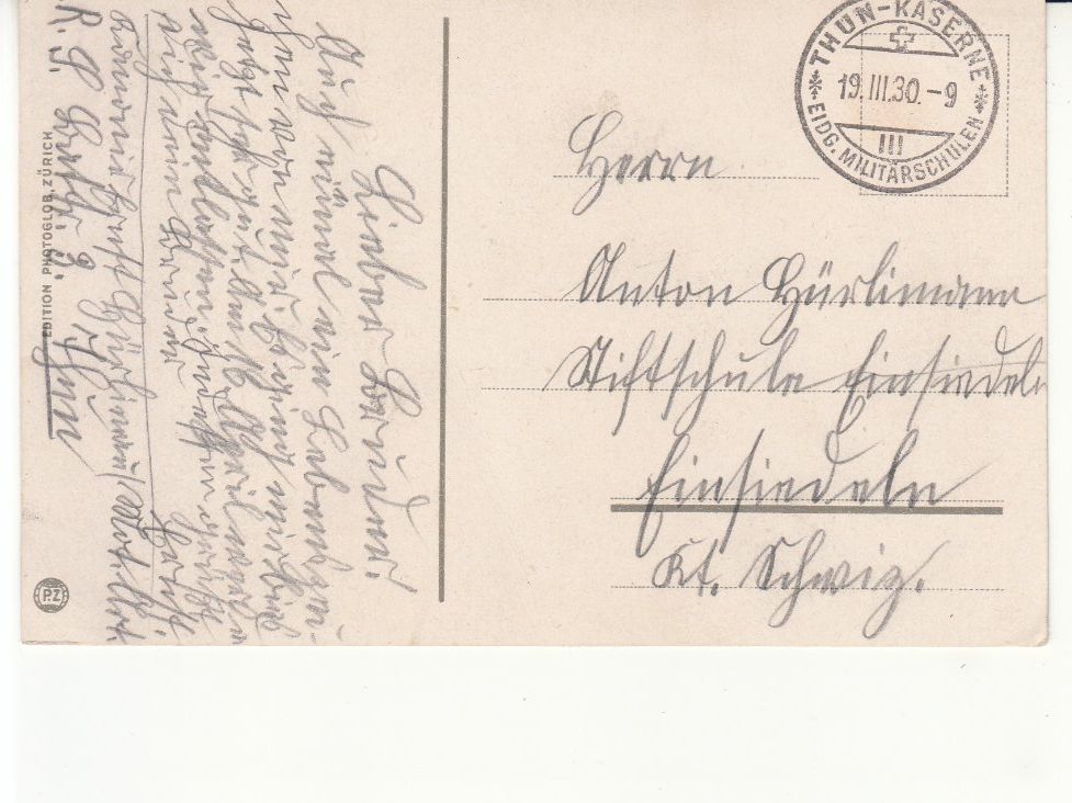 Cartoline postali: Thun 1930, mit ST Thun Kaserne – Usato da Bürglen TG venduto da StampGraf 1