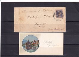 Karte und Briefumschlag 1925 Herzliche Neujahrsgrüsse