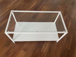 Couch-/Beistelltisch weiss mit Glasplatte