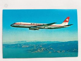 Postkarte SWISSAIR DC-8-62 9x14cm Vintage 60s 70s