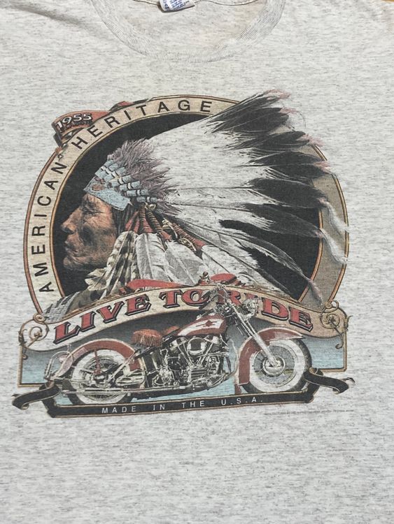 Harley-Davidson T-shirt: Vintage 90s T-Shirt Indian Harley Davidson Double Print Sz L – Usato da Lausanne venduto da le_souk 2