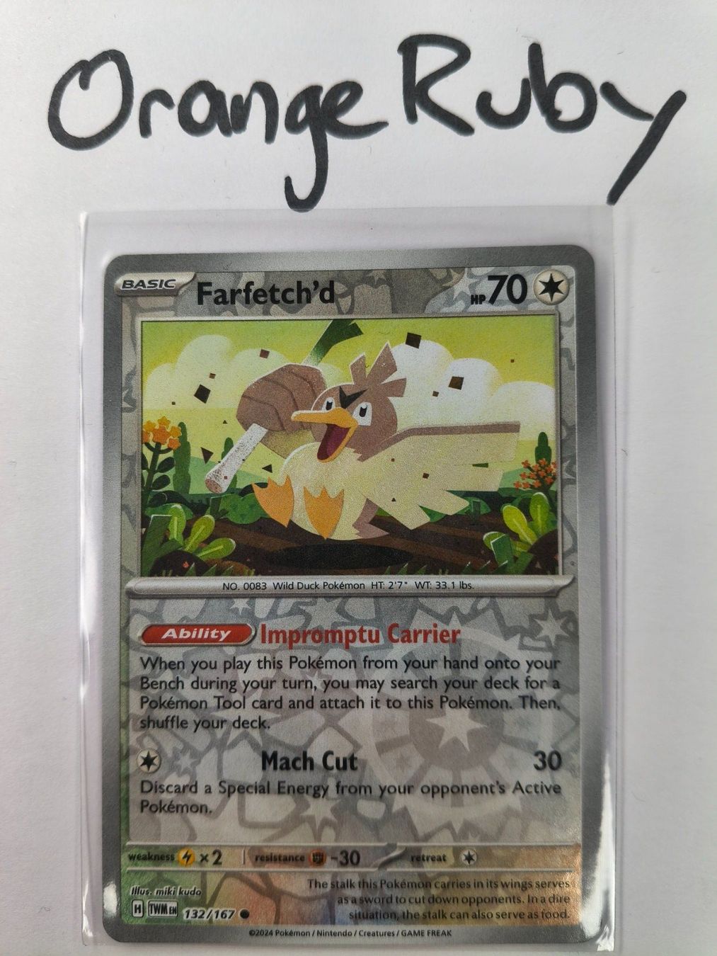Pokémon Carte collezionabili: Farfetch'd 132/167 REVERSE HOLO Twilight Masquerade TWM EN – Usato da St. Gallen venduto da OrangeRuby