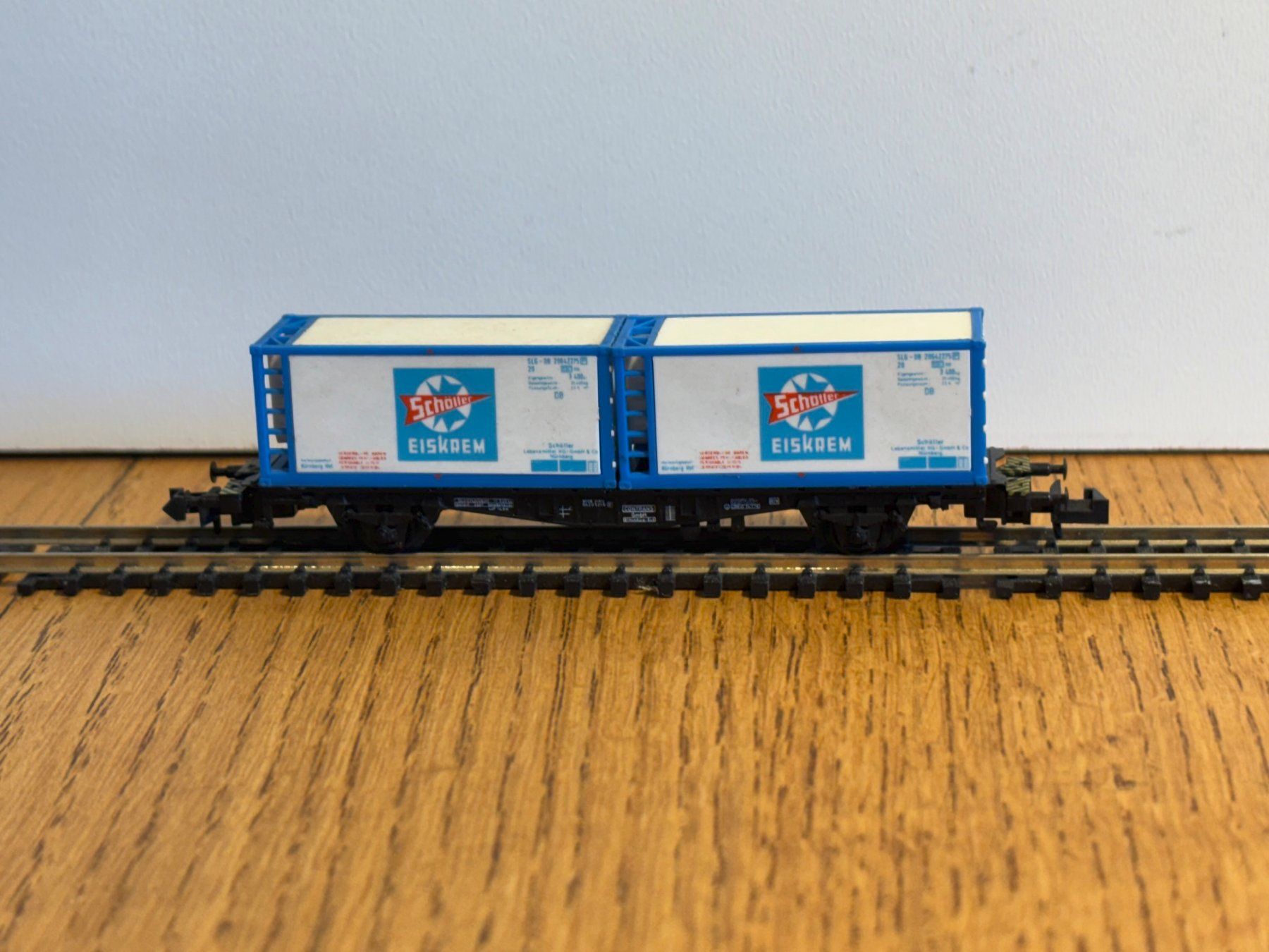 Modellini di ferrovie: e1853: Containerwagen (Spur N) – Usato da Birsfelden venduto da Birs_25 1